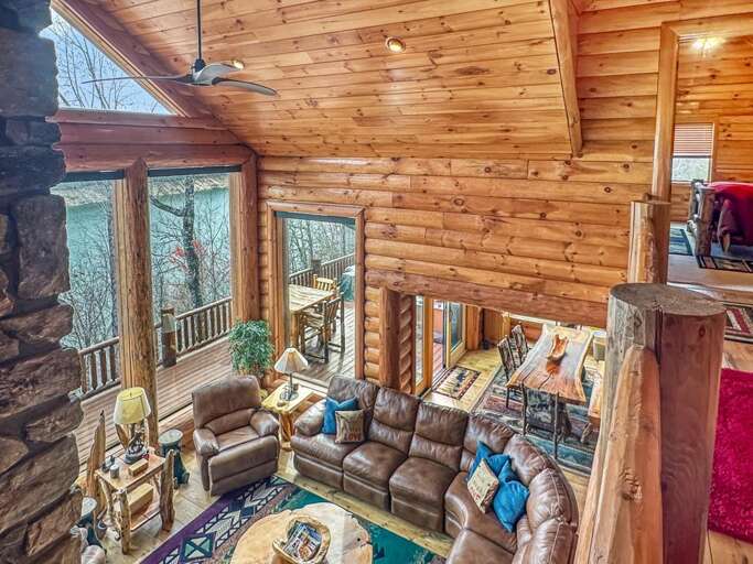 Mountain Ridge great room overhead view 1