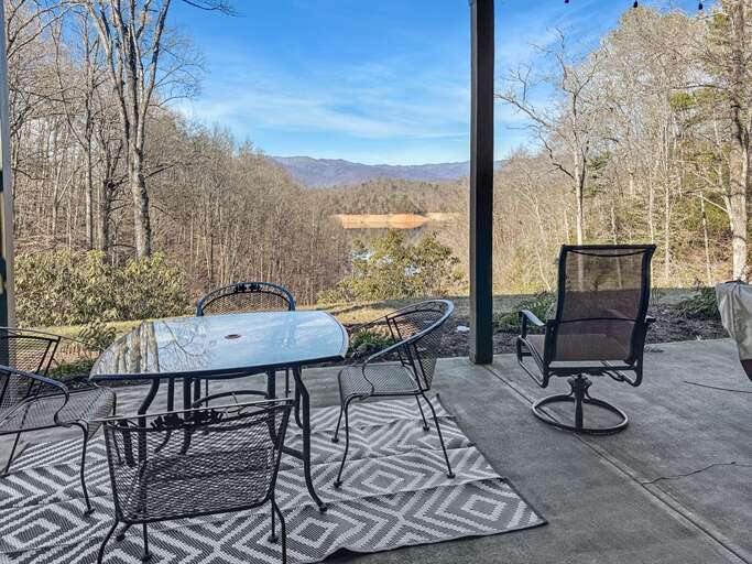Trails End - lower level porch lake view Trails End - lower level porch lake view