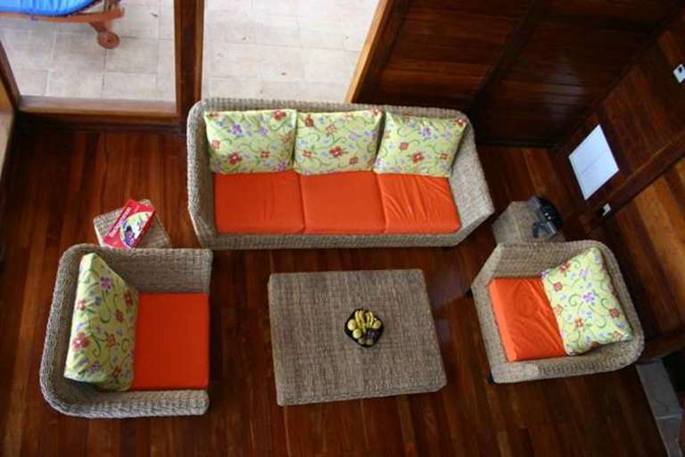 Main floor living space shot from upper level gallery