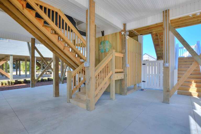 Interior steps outside shower