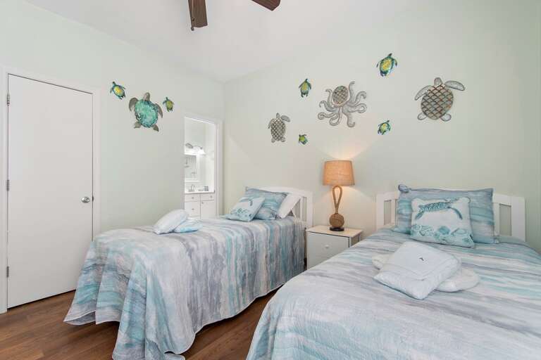 2 Twin Beds showing Bathroom Attached