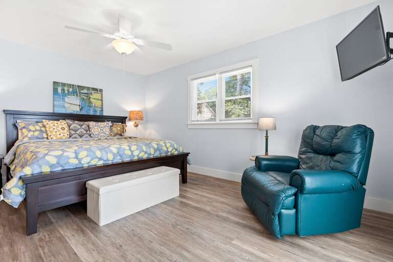 Yellow King Bed with recliner chair 
CAM 7-29-25
