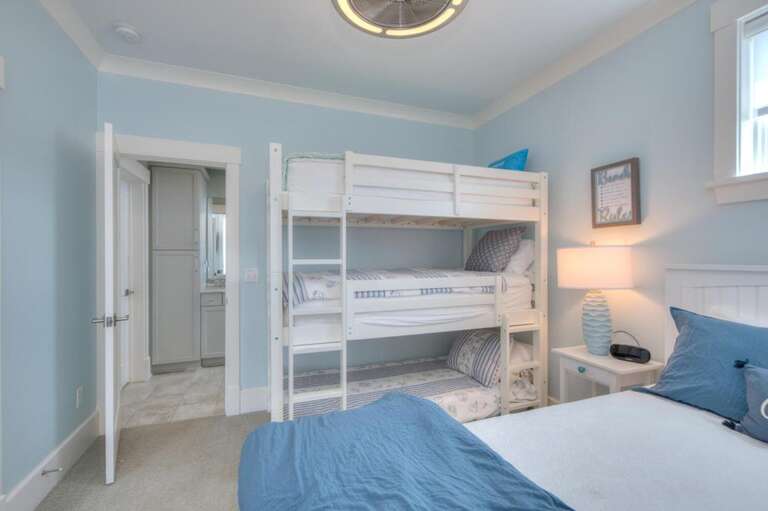 Triple Twin Bunk with Blue Queen Room showing Bathroom attached
GW 5.22.24