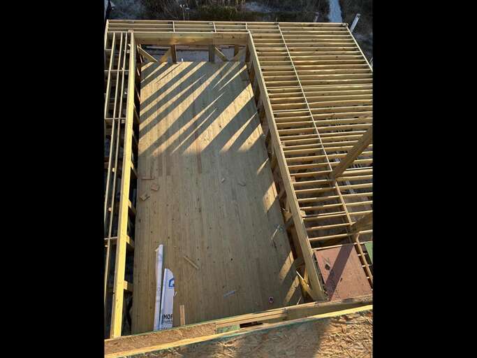 Pool area and large deck under construction