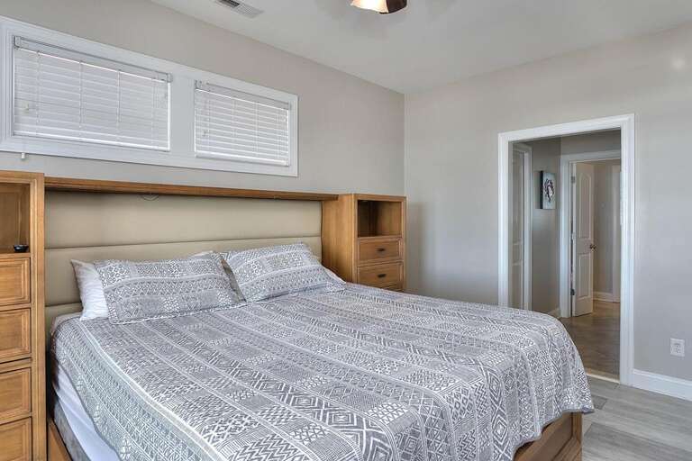 Grey King Bed with Bathroom Attached