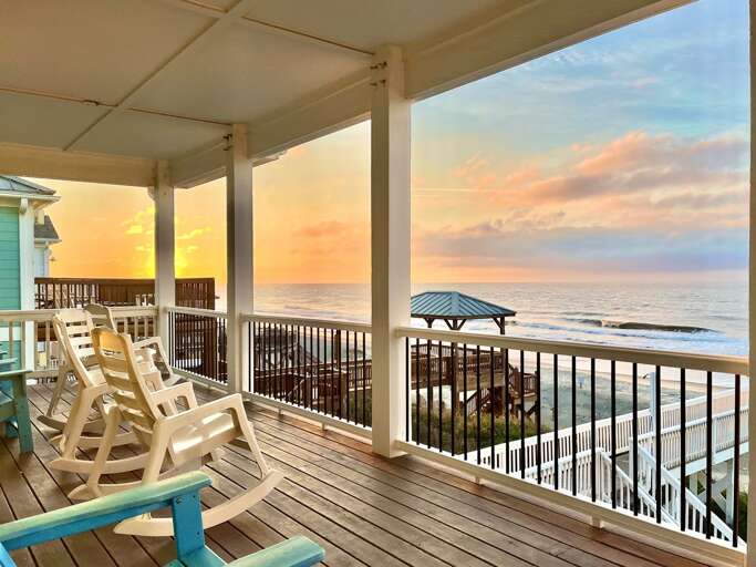 Oceanfront 1st Level Deck Sunset View