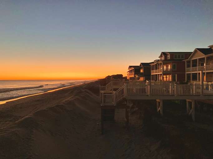 Sunset on the Beach with house