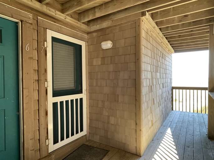 Wooden Beach House Entrance With Door Number 67 Wooden Beach House Entrance With Door Number 67