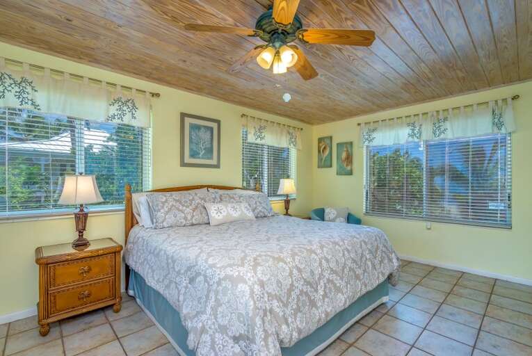 Master bedroom upstairs with King size bed
