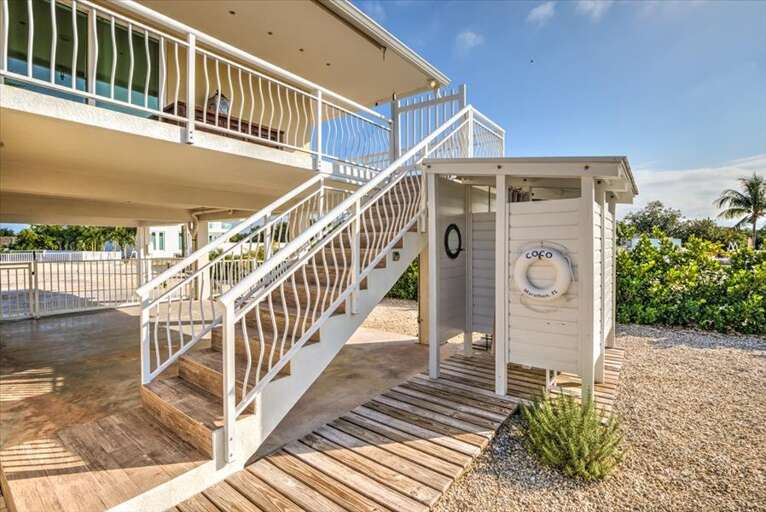 Back steps and outdoor shower