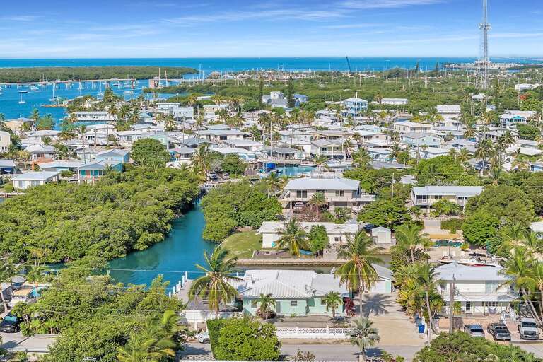 Aerial View Of Coastal Residential Area Near Waterways