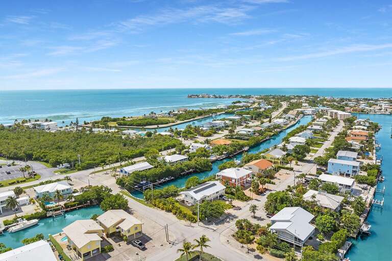 Aerial View Of Coastal Residential Area Near Water