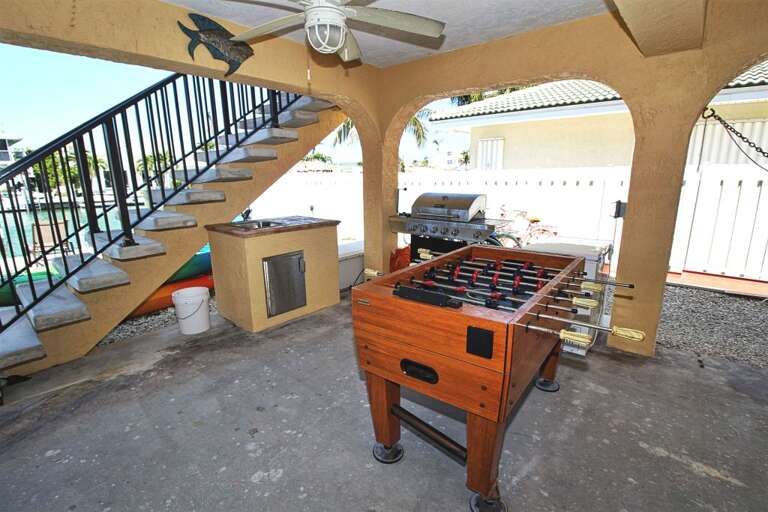 Grill, Outdoor Sink and Fooseball