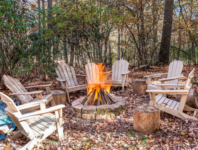 Firepit perfect for sitting around and roasting marshmallows for make S'mores...