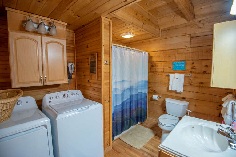 Washer and dryer located in bathroom on 1st level... Washer and dryer located in bathroom on 1st level...