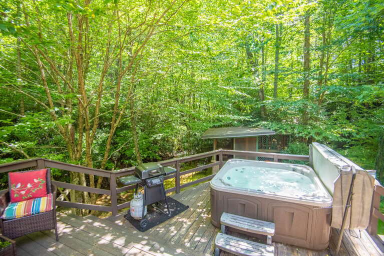 And your hot tub, open year-round and plenty private...