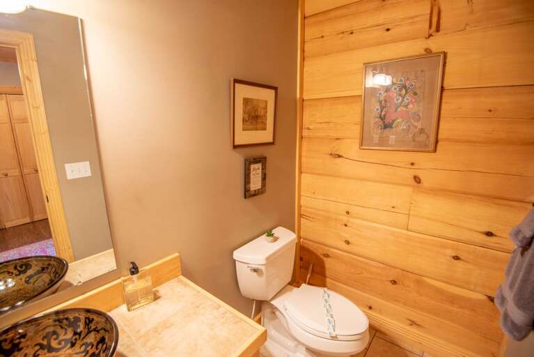 Half bath with unique vessel sink... Half bath with unique vessel sink...