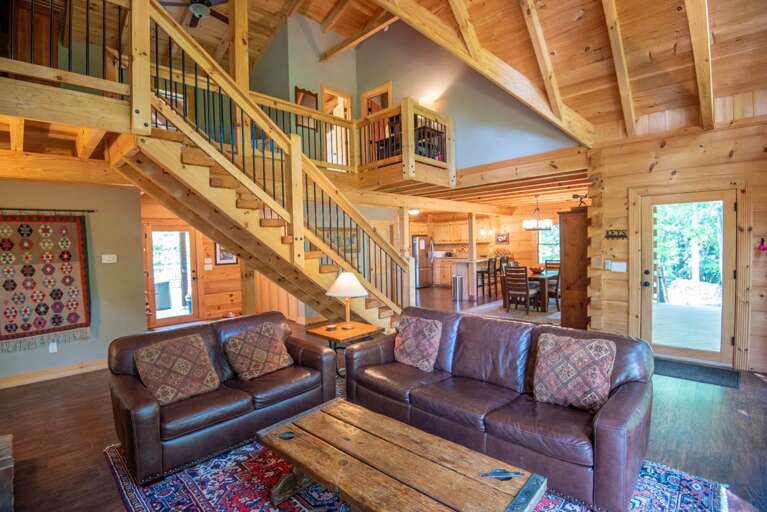 Comfortable seating, can't have a cabin without leather sofas... Comfortable seating, can't have a cabin without leather sofas...