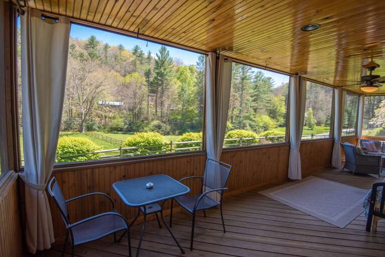 Screened in deck with seating...