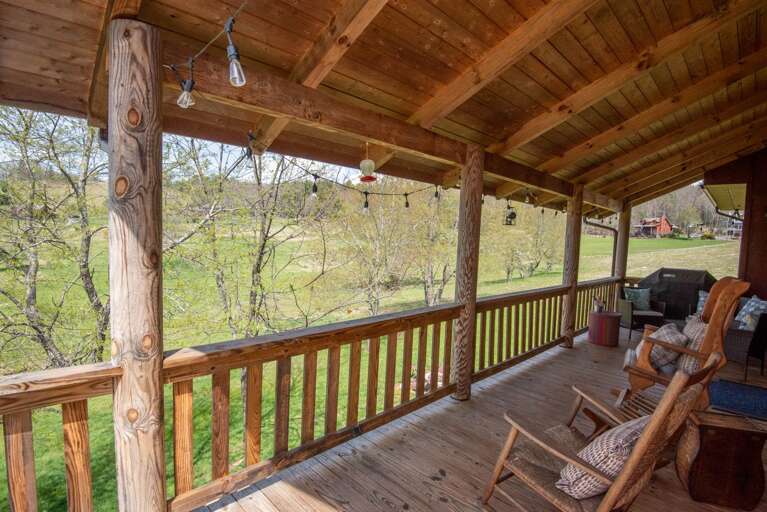 Covered deck with beautiful views...