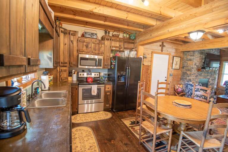 Fully-stocked kitchen with plenty of space...