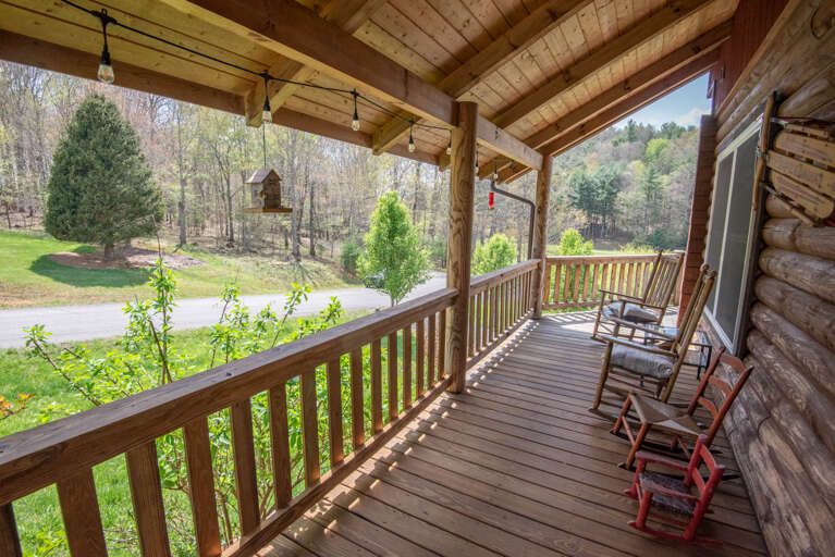 Outdoor rockers and a covered deck...