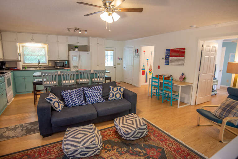 Comfortable couch and play table...