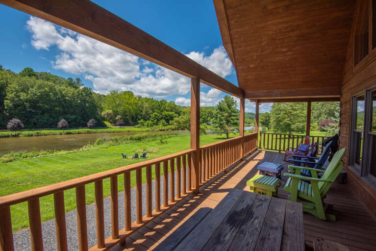 Outside seating watching the river float by...