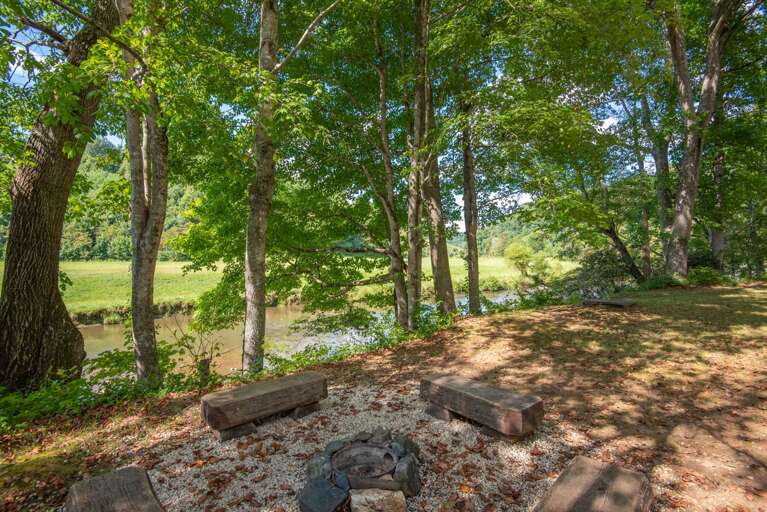 Your fire pit and easy access into the river...