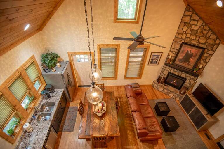 Loft view of your open layout cabin...