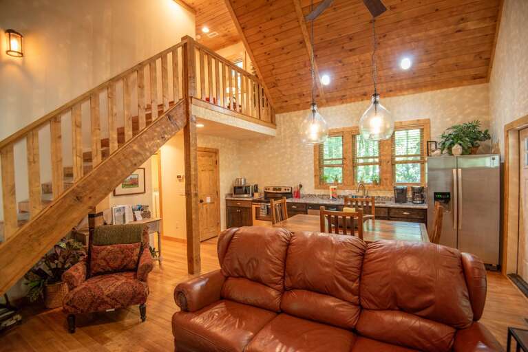 Luxury leather couch and open floor plan...