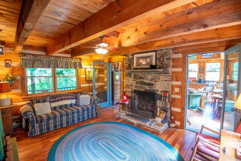 Fireplace with couch and rockers... Fireplace with couch and rockers...