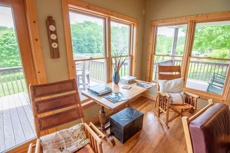 Leather rocking chairs, of course...