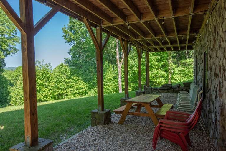 Downstairs covered deck with al fresco picnic dining...