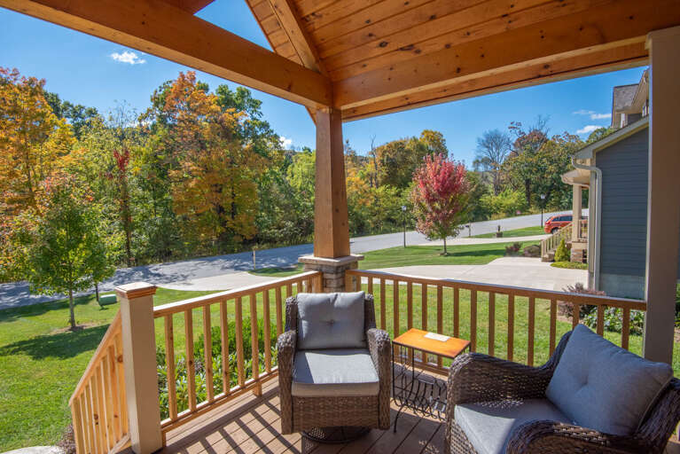 Covered porch with seating...