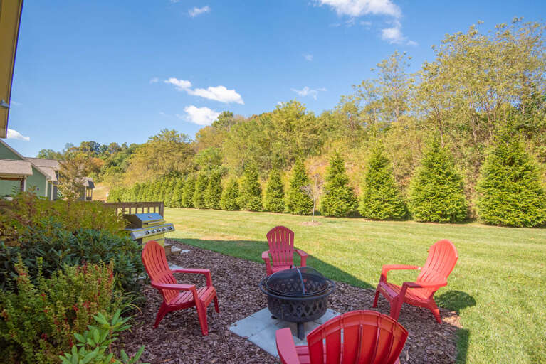 Fire Pit space and beautiful backyard.