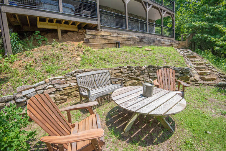 Lower level seating and al fresco dining...