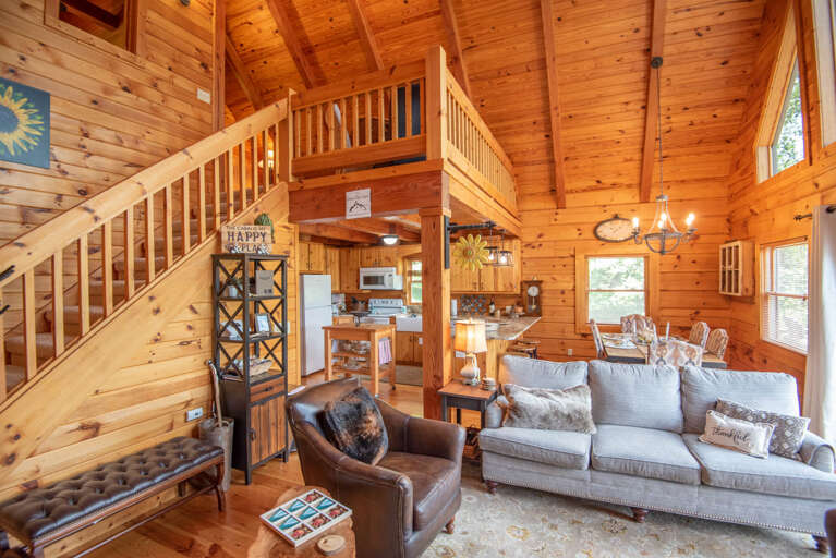 and up to your mountain cabin loft...