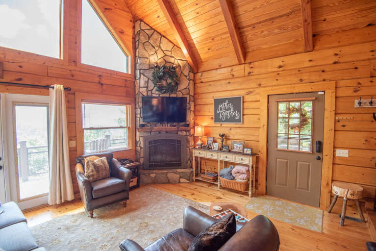 Nothing says "the mountains" like leather chairs