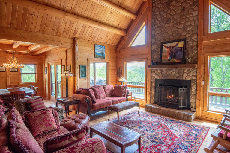 Get cozy around the beautiful gas fireplace...