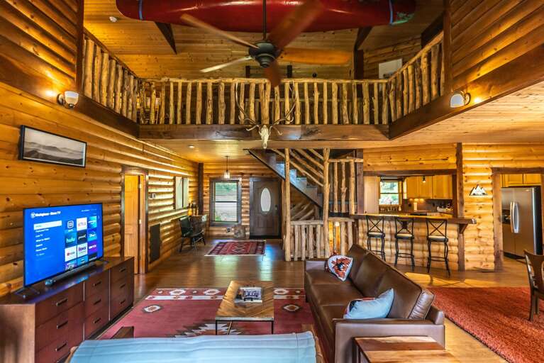 Luxury leather couch says "the mountains..."