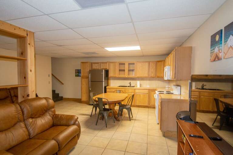 And leather couch...