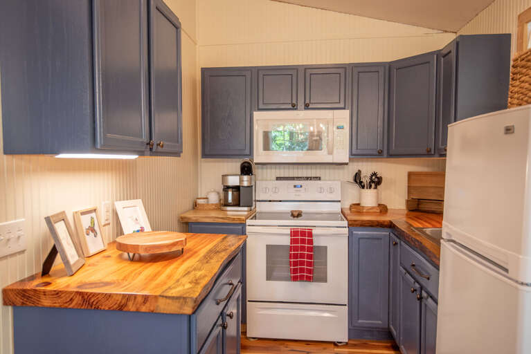 Gorgeous kitchen with block countertops...