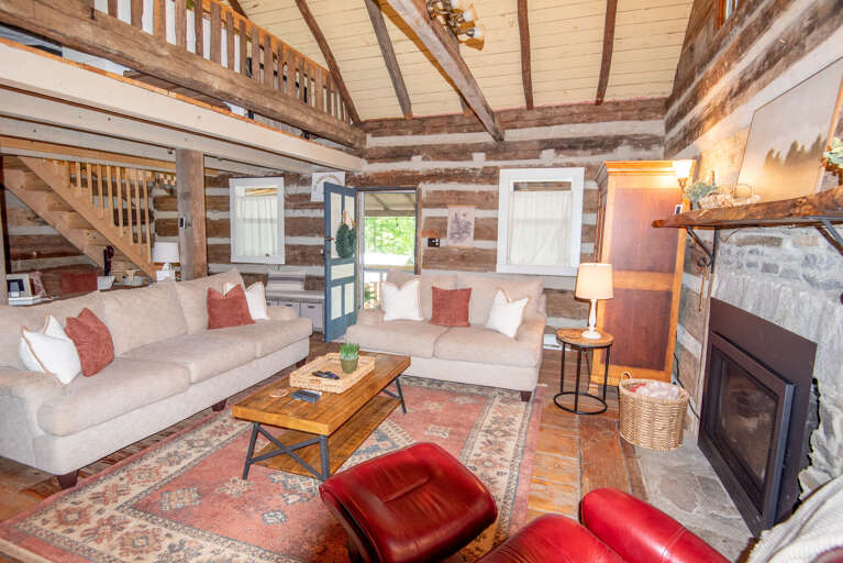 With grand fireplace...