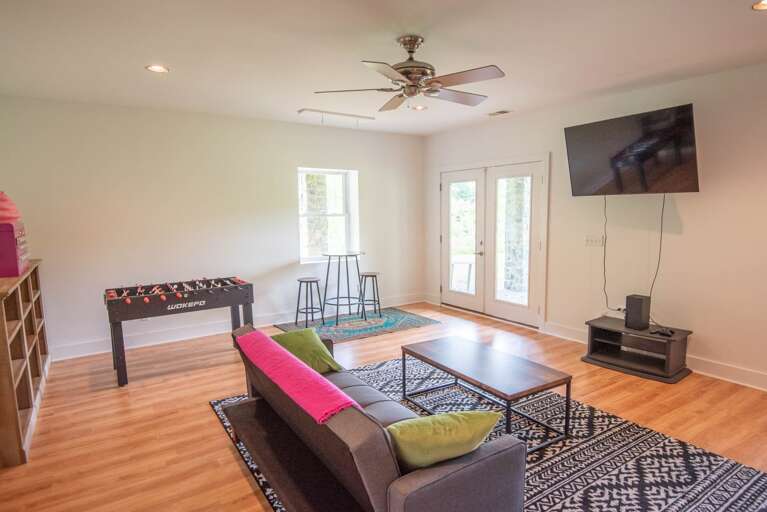 With Foosball and TV...