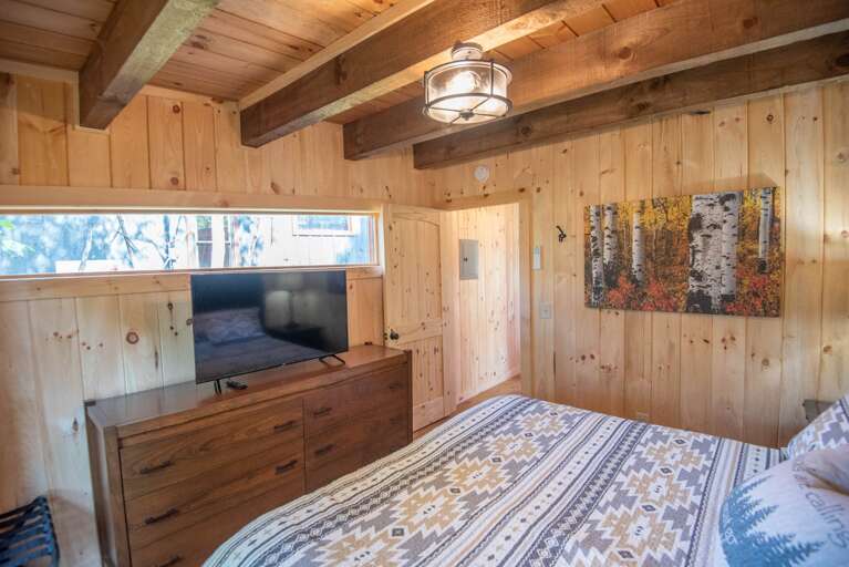 Flatscreen and tongue and groove ceiling...