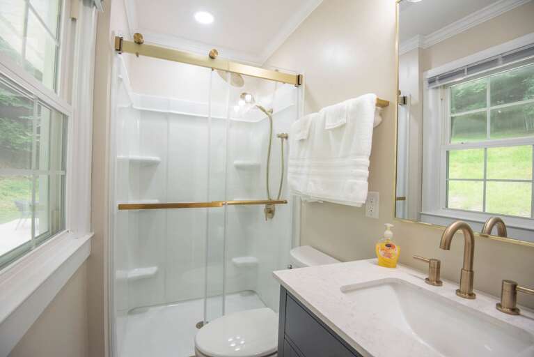 Private en suite bathroom with shower...