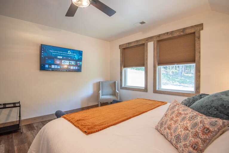 King bed with smart TV...