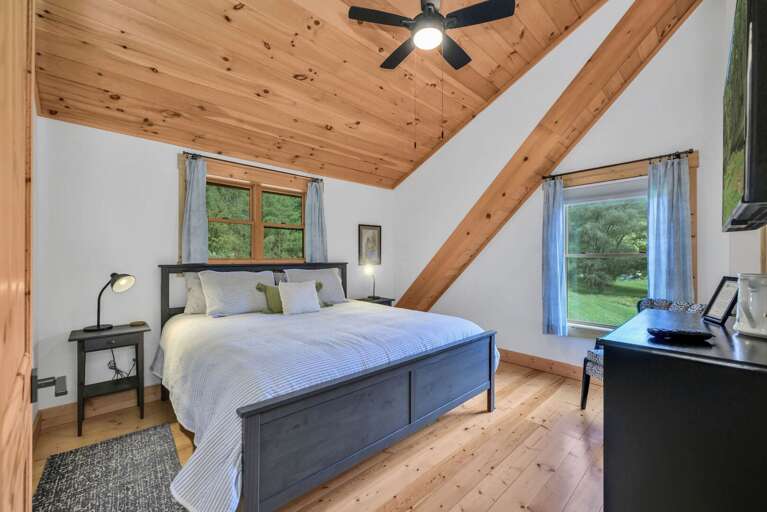 2nd cozy king bedroom with views towards the meadow