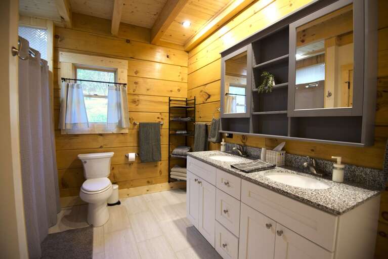 Spacious master bath with double sinks
